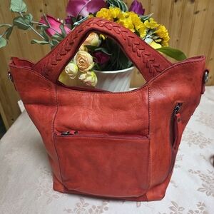 Latico Red Leather Mason Crossbody Bag